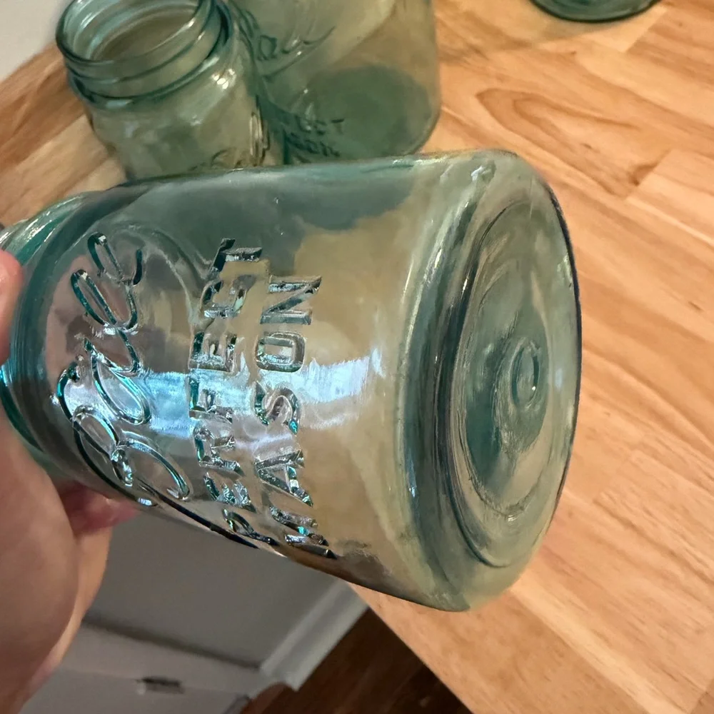 Vintage Aqua Mason Jars - Set of 4